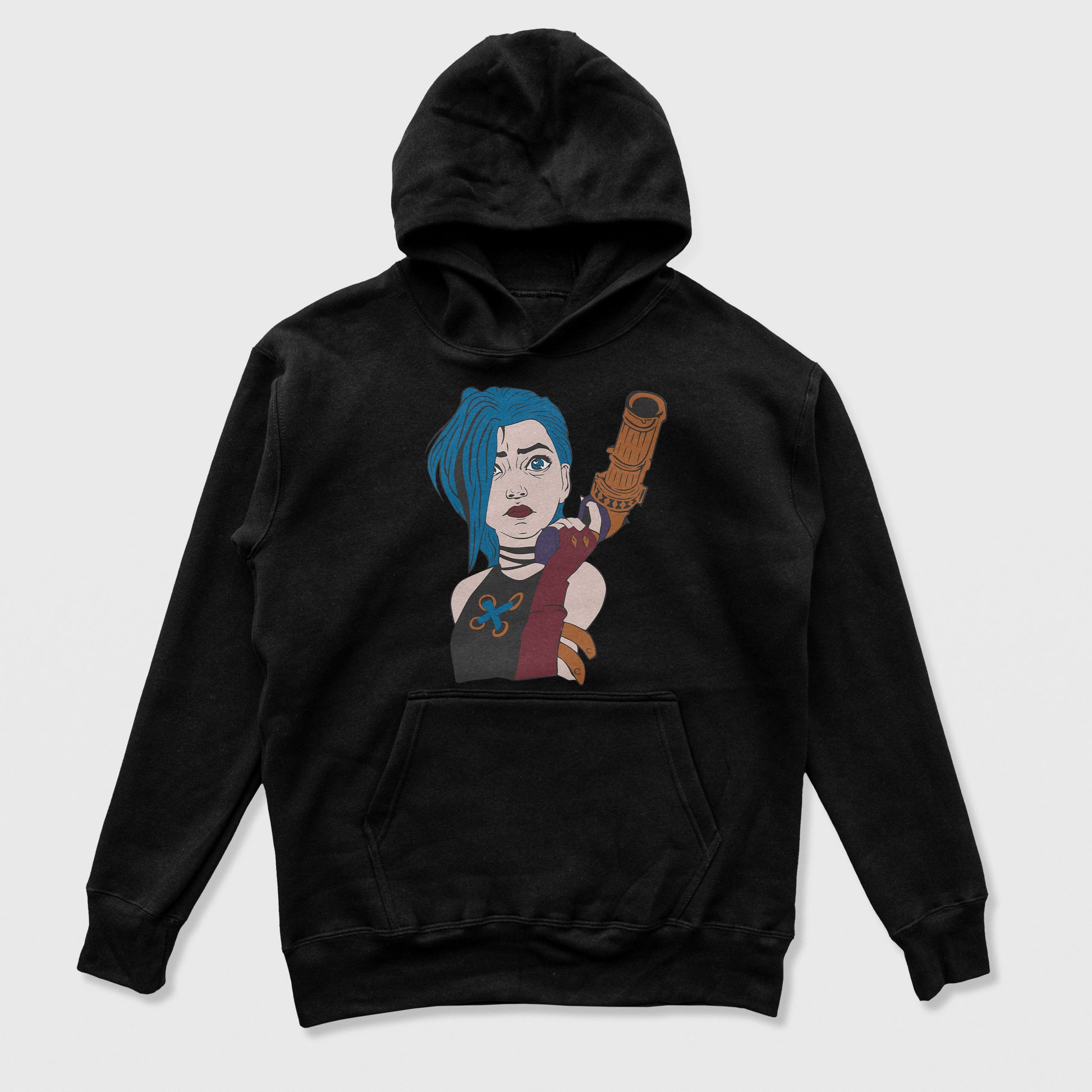 Moletom Canguru Jinx Arcane League of Legends Preto