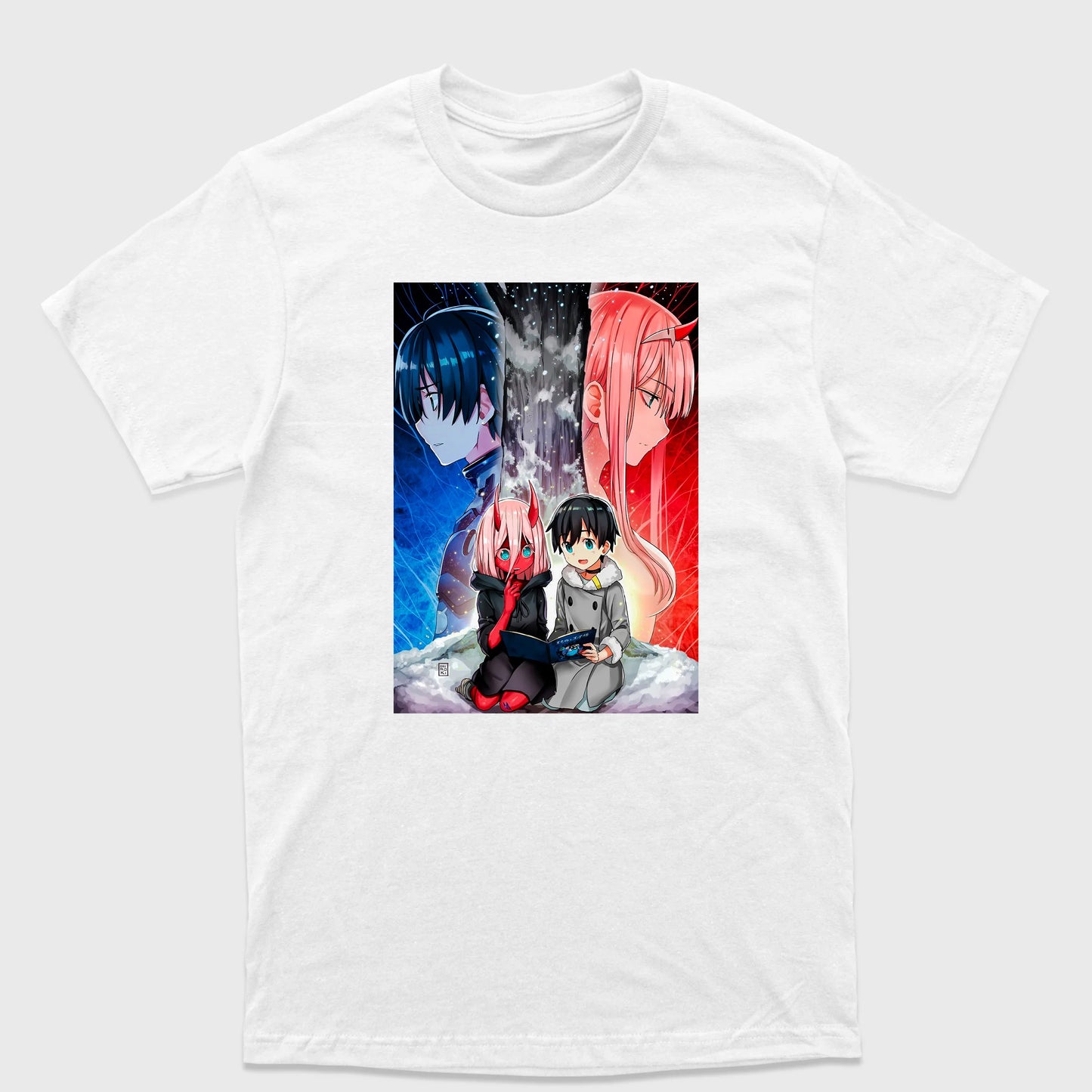Camiseta Básica Darling In The Franxx Anime Love Branco