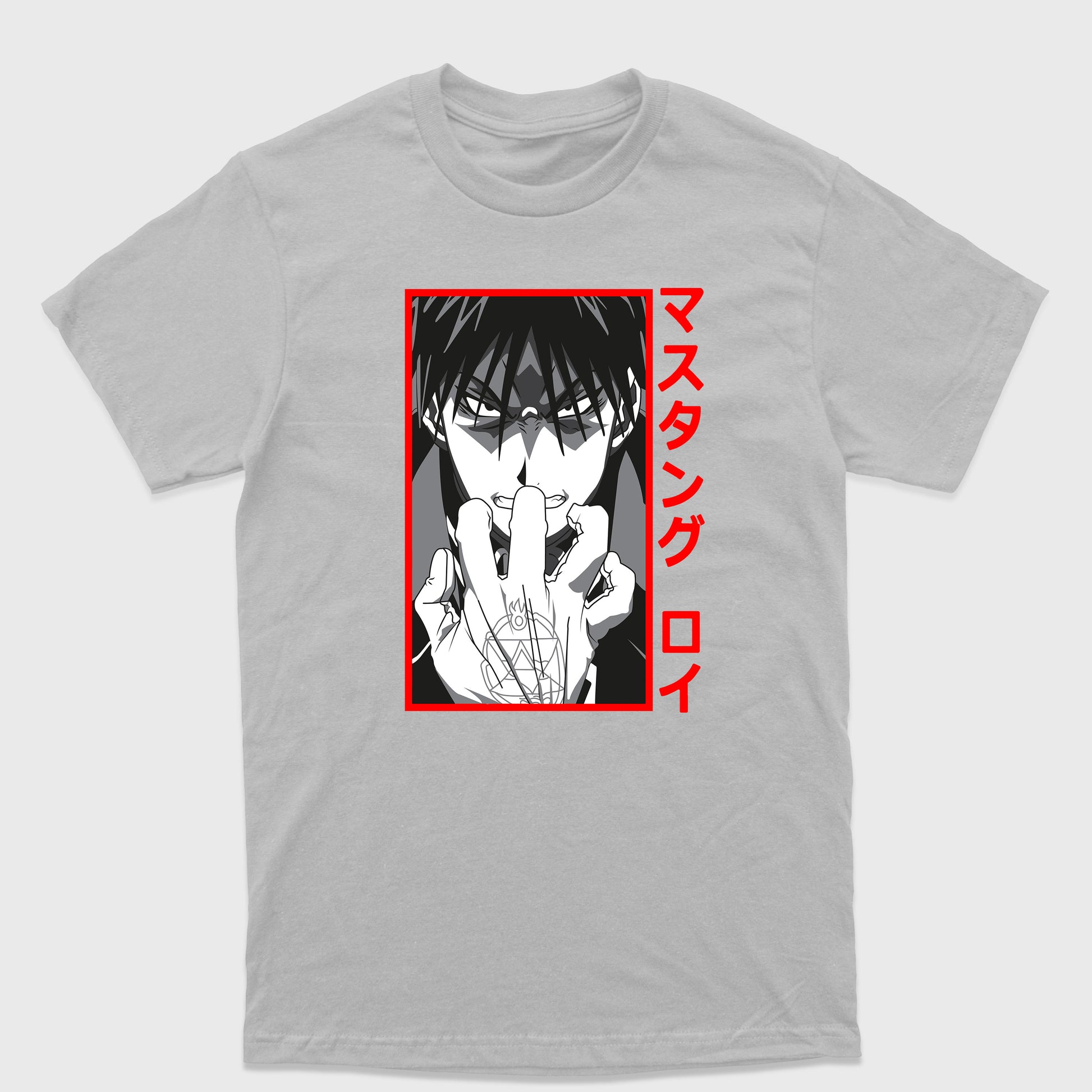 Camiseta Básica Roy Mustang FullMetal Alchemist Cinza