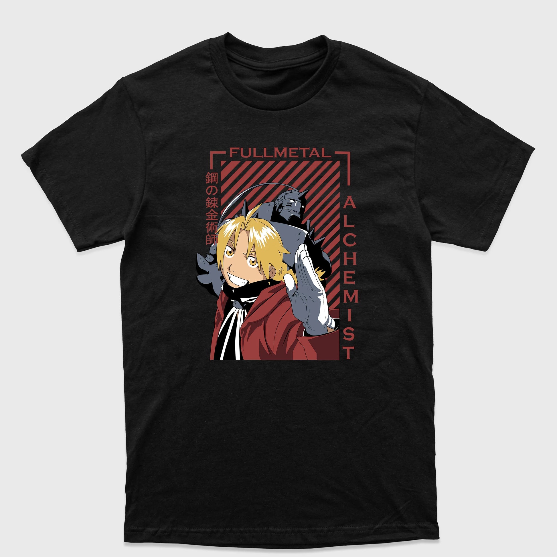 Camiseta Básica Edward e Alphonse Elric FullMetal Alchemist Preto