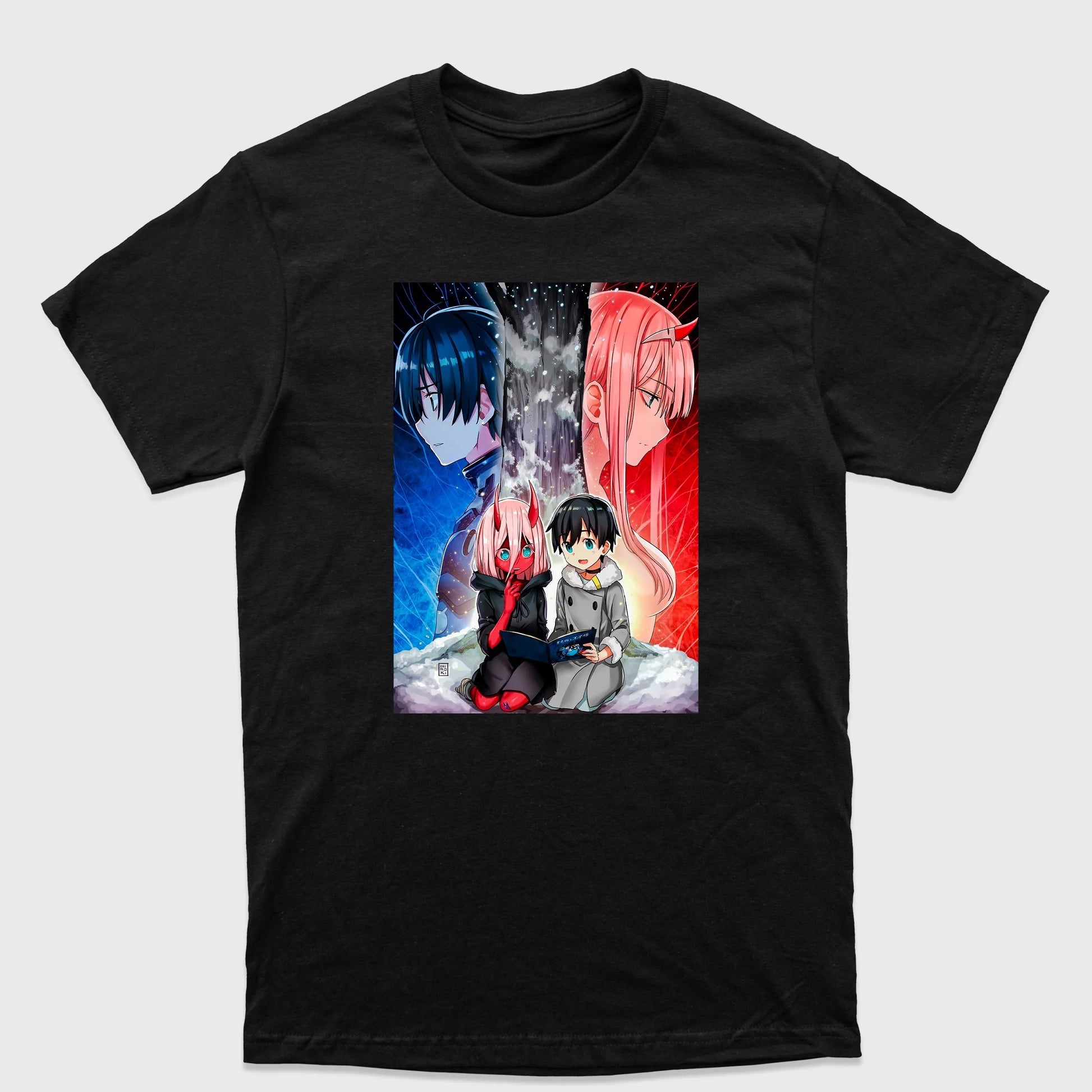 Camiseta Básica Darling In The Franxx Anime Love Preto