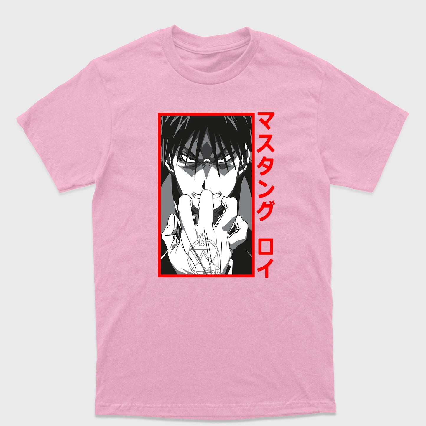Camiseta Básica Roy Mustang FullMetal Alchemist Rosa Bebê 