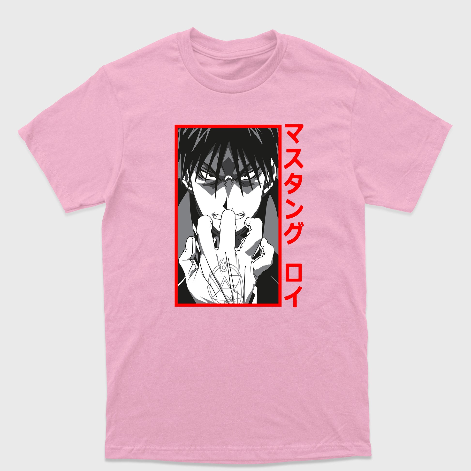 Camiseta Básica Roy Mustang FullMetal Alchemist Rosa Bebê 