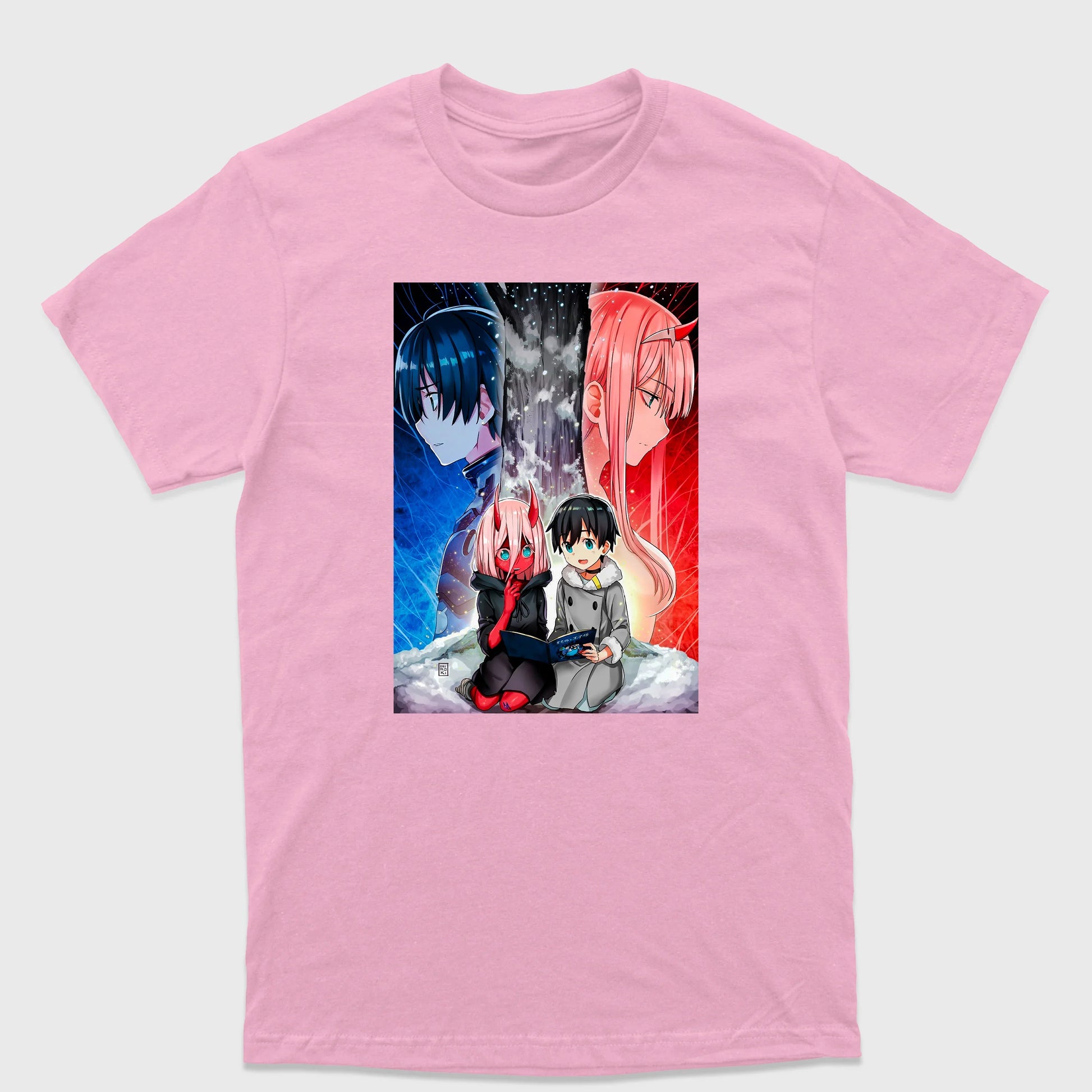 Camiseta Básica Darling In The Franxx Anime Love Rosa Bebê