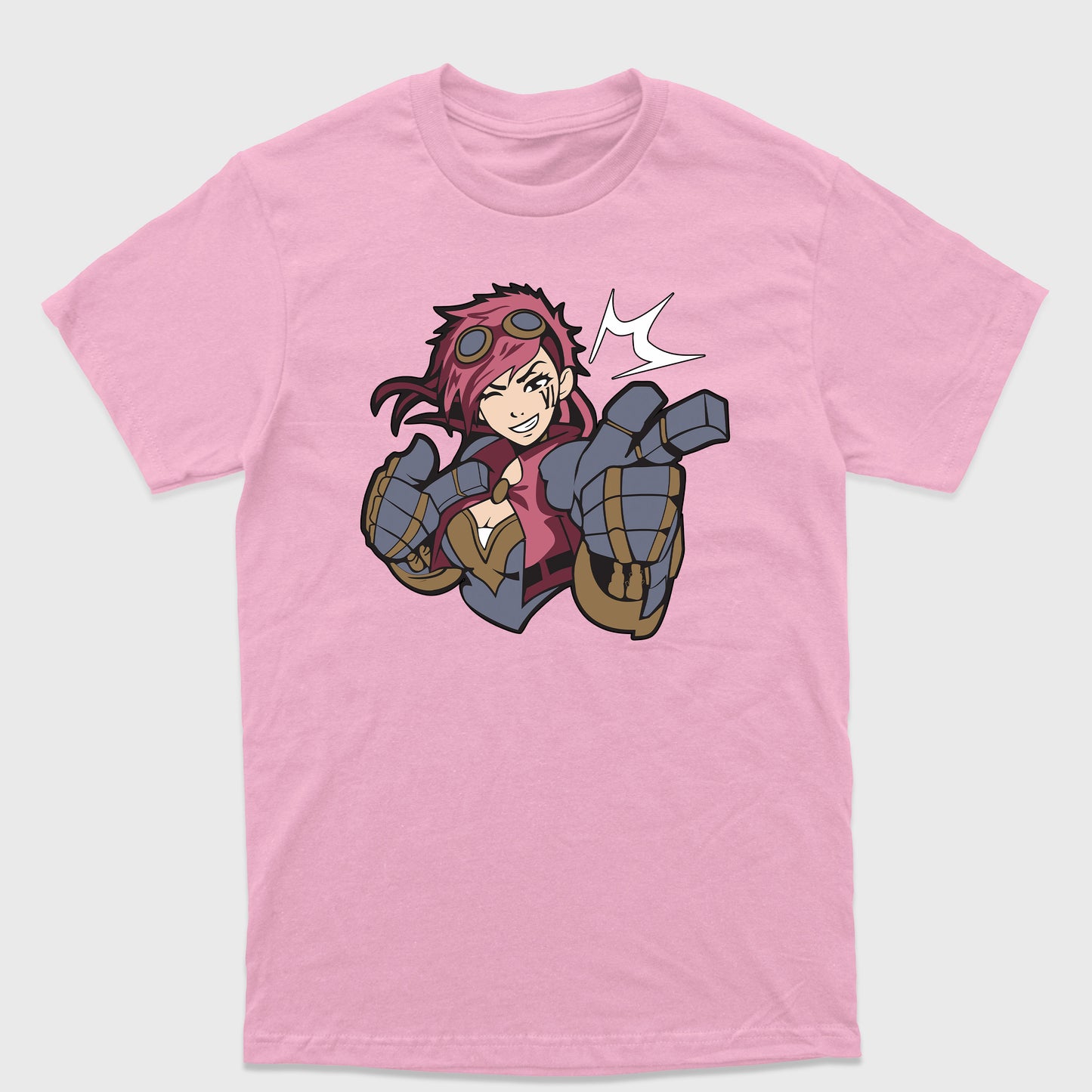 Camiseta Básica Vi League of Legends Arcane Rosa Bebê 