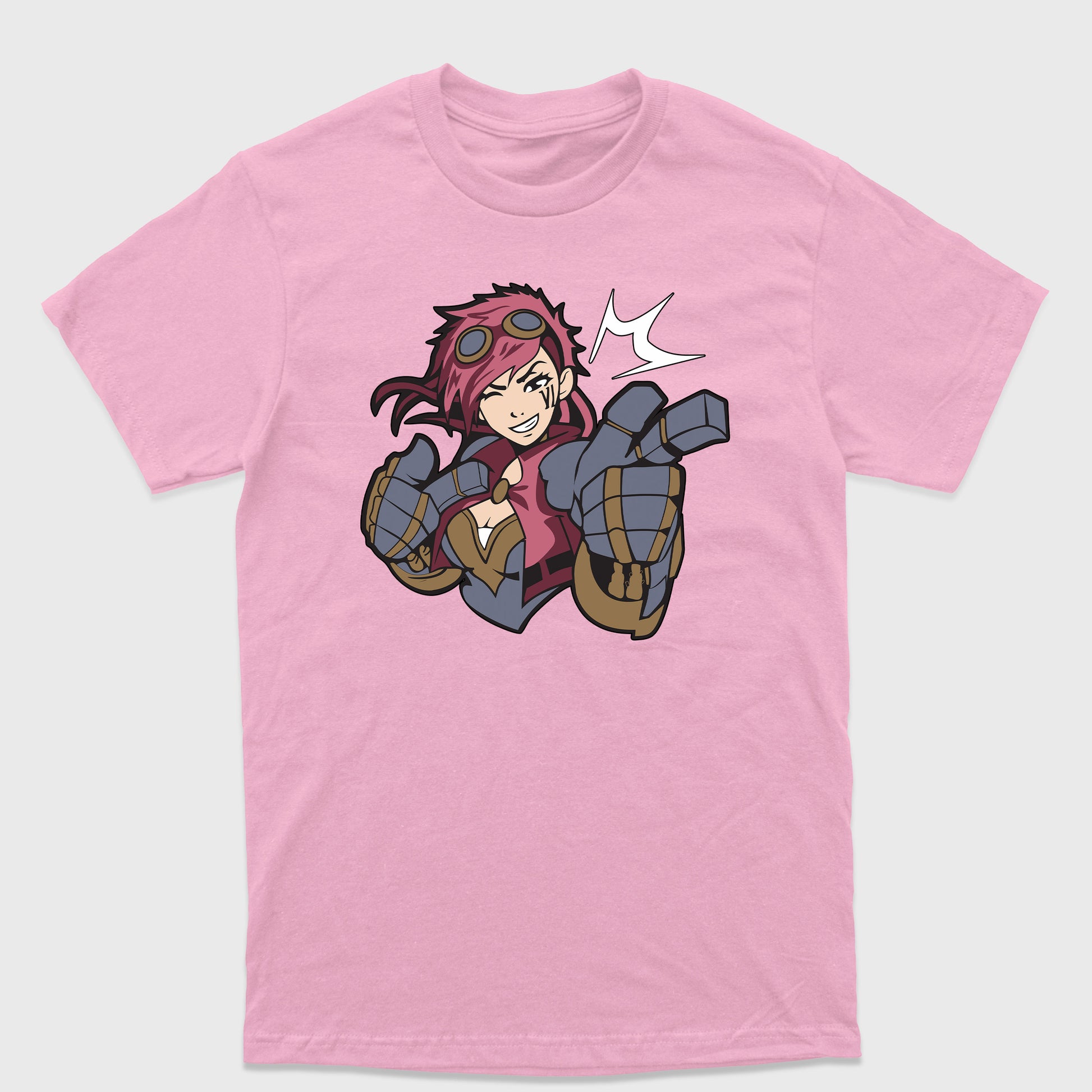 Camiseta Básica Vi League of Legends Arcane Rosa Bebê 