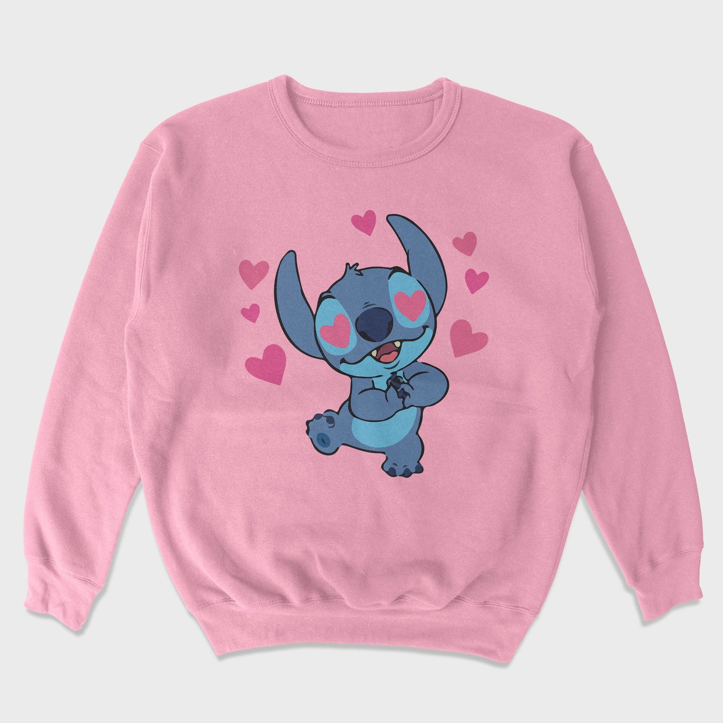 Moletom Gola Redonda Stitch com Corações