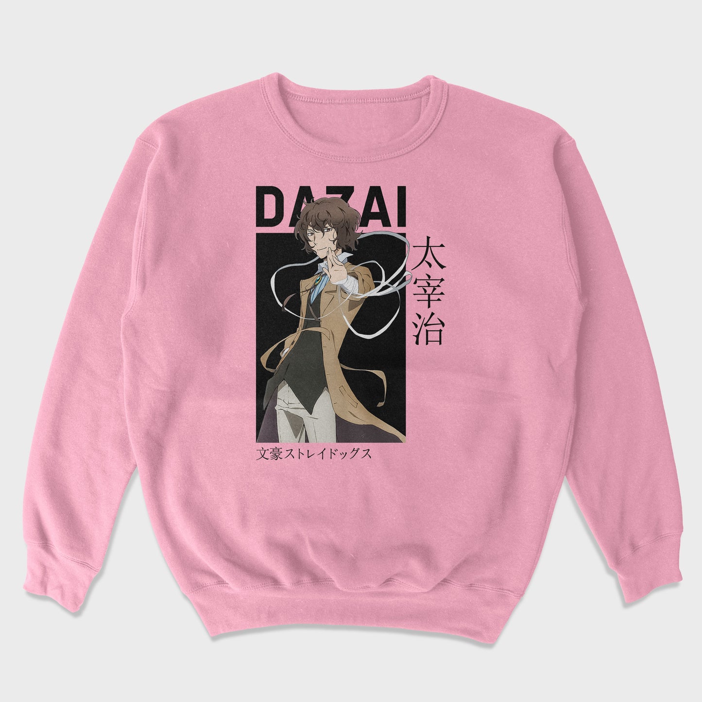 Moletom Gola Redonda Dazai O. Bungou Stray Dogs-rosa bebe