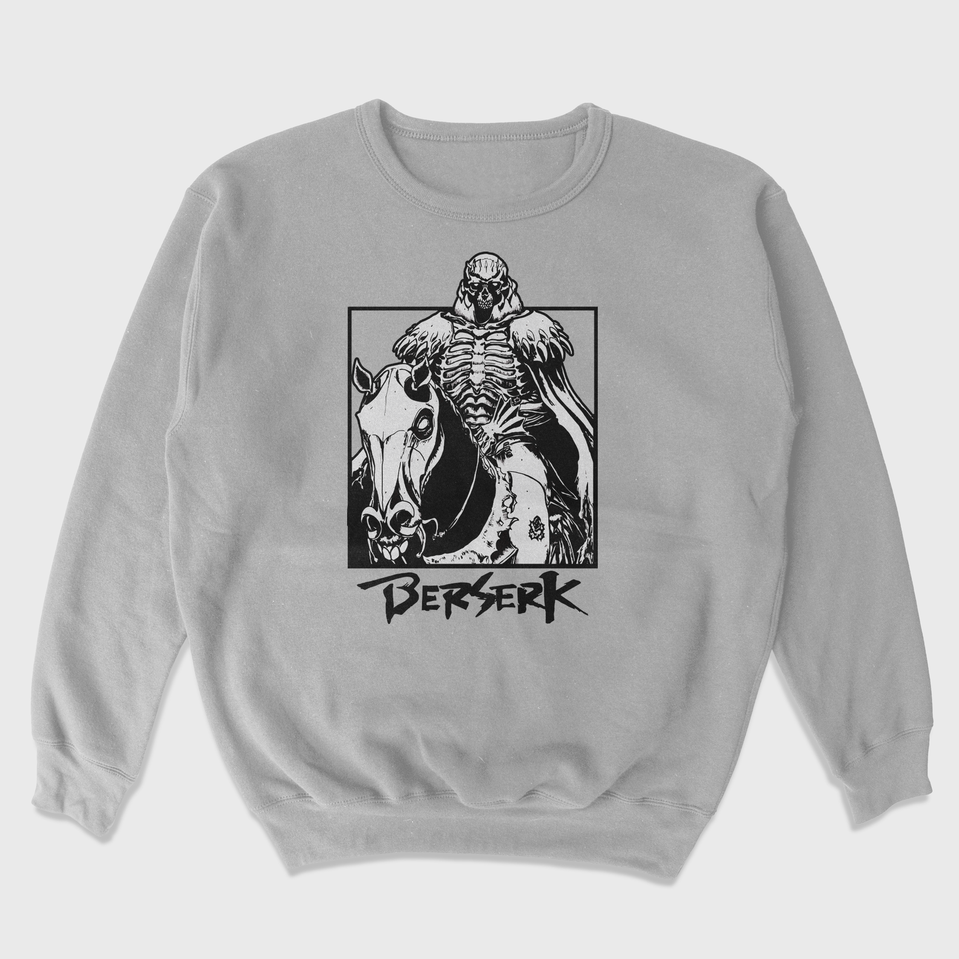 Moletom Gola Redonda Berserk Knight Skull-cinza