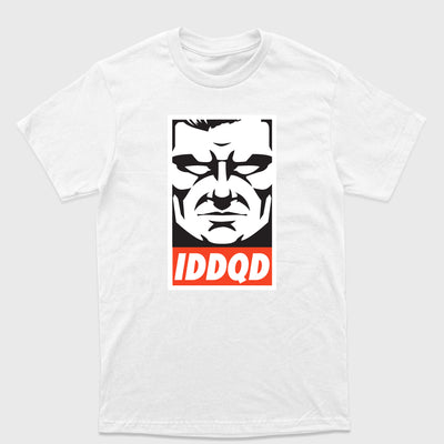 Camiseta Básica Doom Iddqd Face-BRANCO