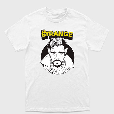Camiseta Básica Dr. Strange Preto e Branco- Branco