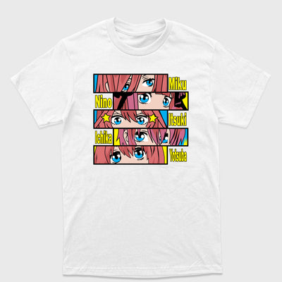Camiseta Básica Eyes Five Sisters The Quintessential Quintuplets (Branca)