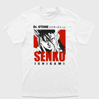 Camiseta Básica Senku Ishigami Dr. Stone Branco