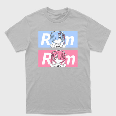 Camiseta Básica Rem e Ram ReZero Cinza 
