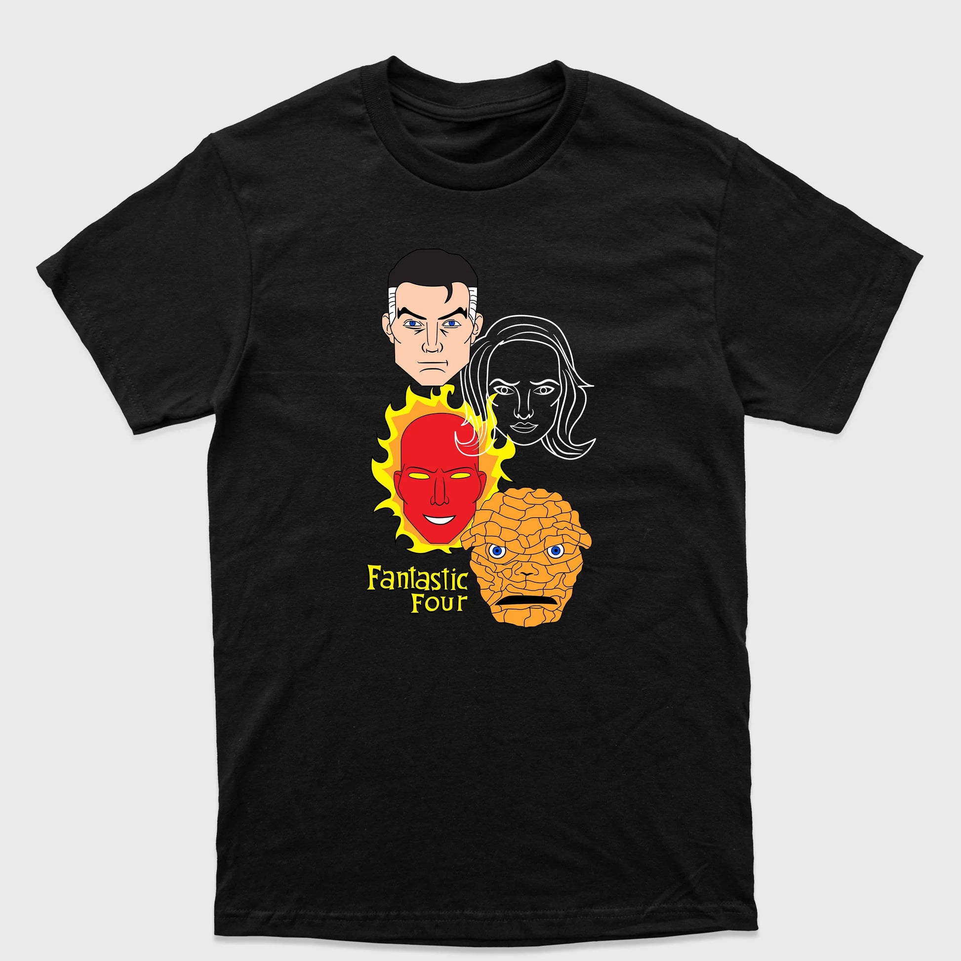 Camiseta Básica Fantastic Four Faces Preto