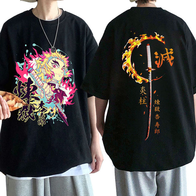 Camiseta Básica Rengoku Hashira Demon Slayer- PRETO