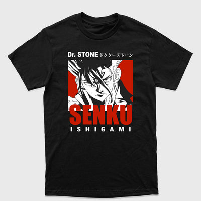 Camiseta Básica Senku Ishigami Dr. Stone Preto
