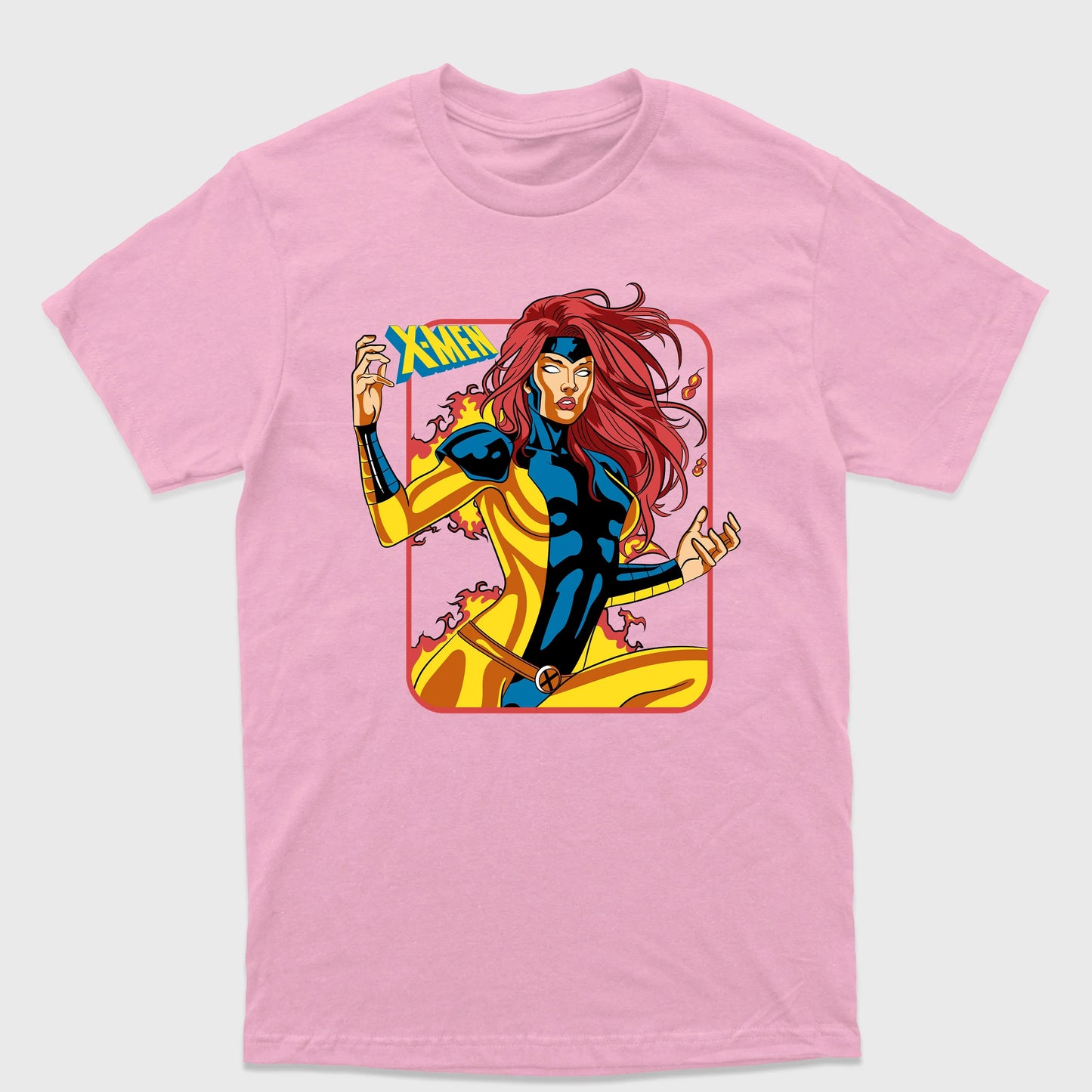 Camiseta Básica Jean Grey X-Men Rosa bebê 