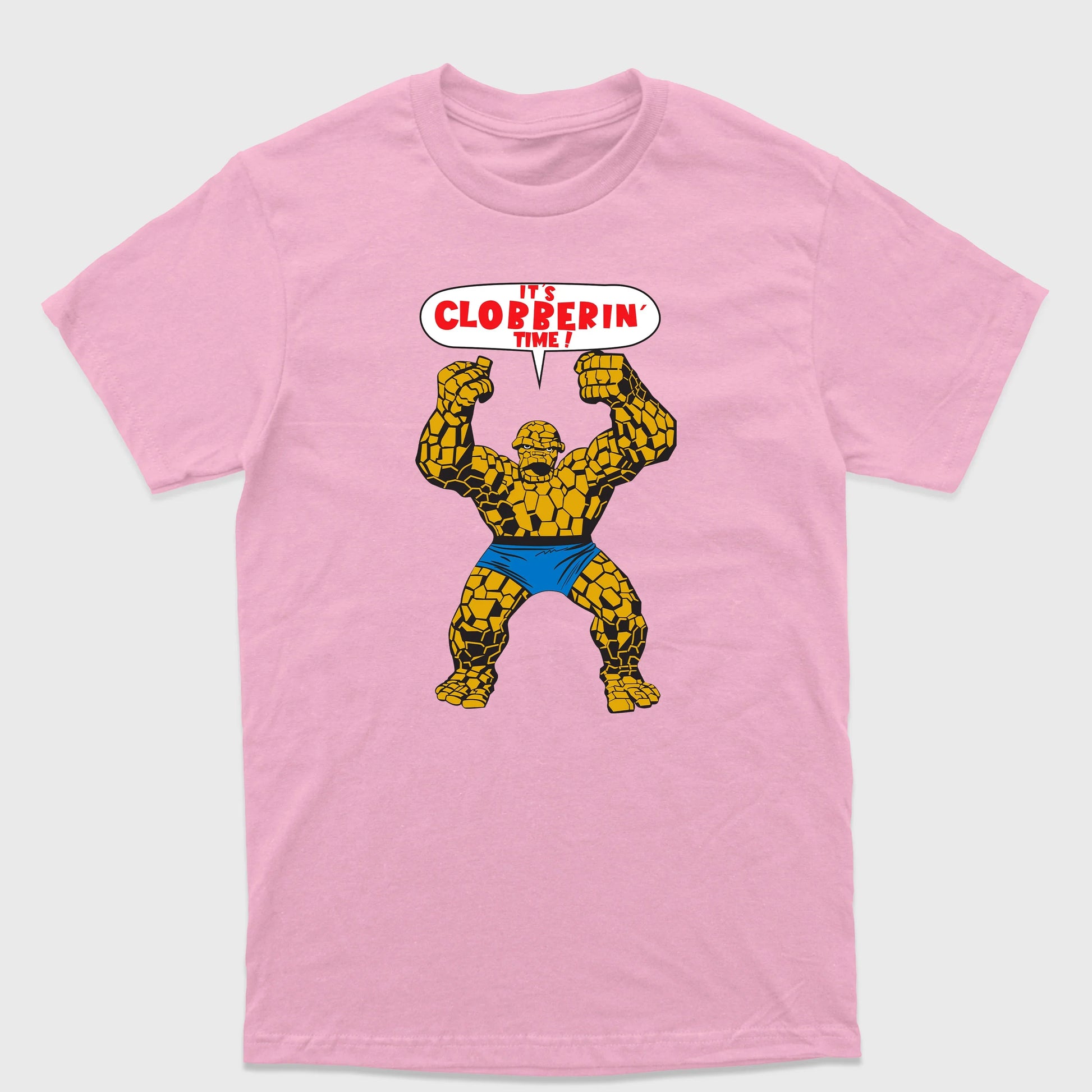 Camiseta Básica Coisa Quarteto Fantástico Rosa Bebê 