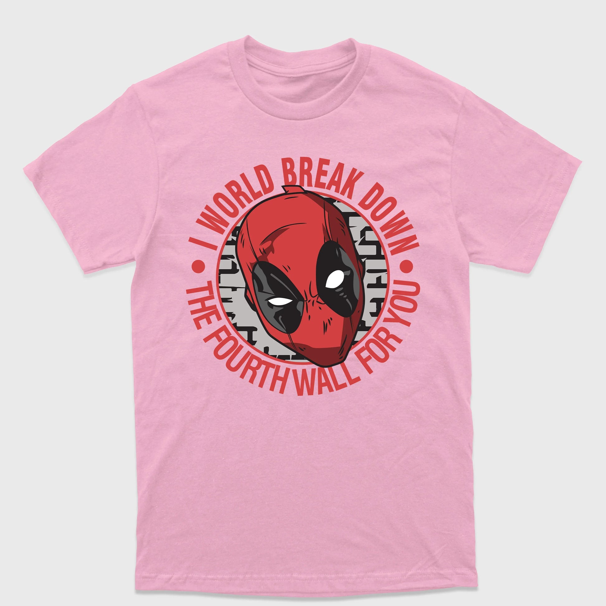 Camiseta Básica Deadpool I World Break Down Rosa Bebê 