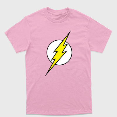Camiseta Básica The Flash Logo Rosa bebê 