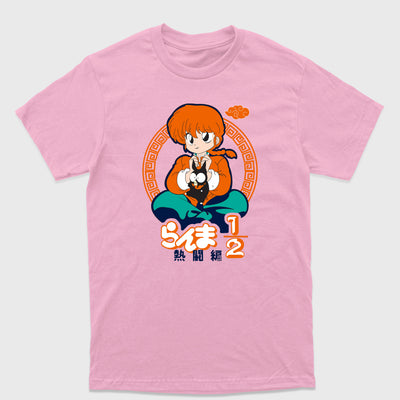 Camiseta Básica Ranma e Ryoga Porquinho - Ranma Rosa Bebê