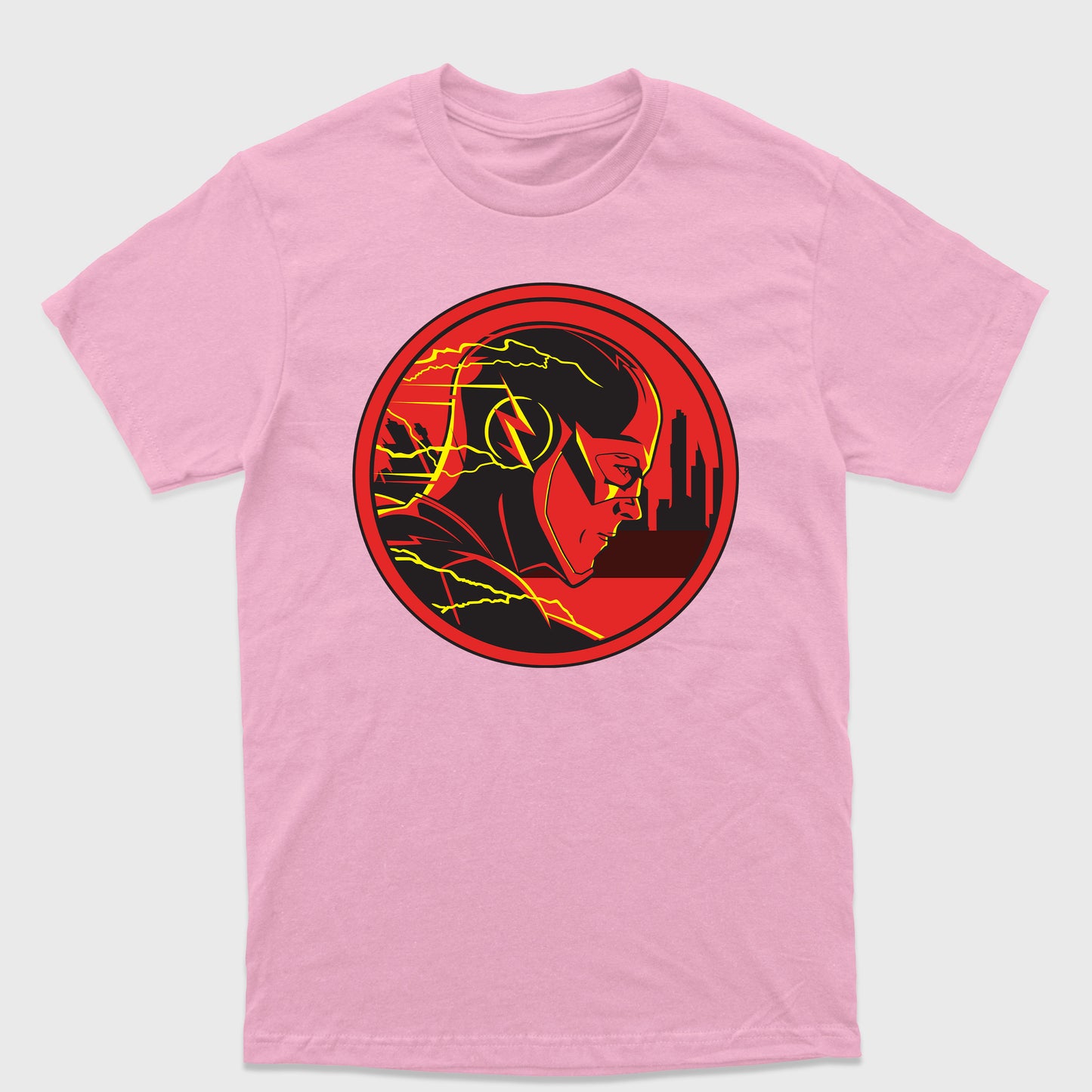 Camiseta Básica The Flash Head Rosa bebê 