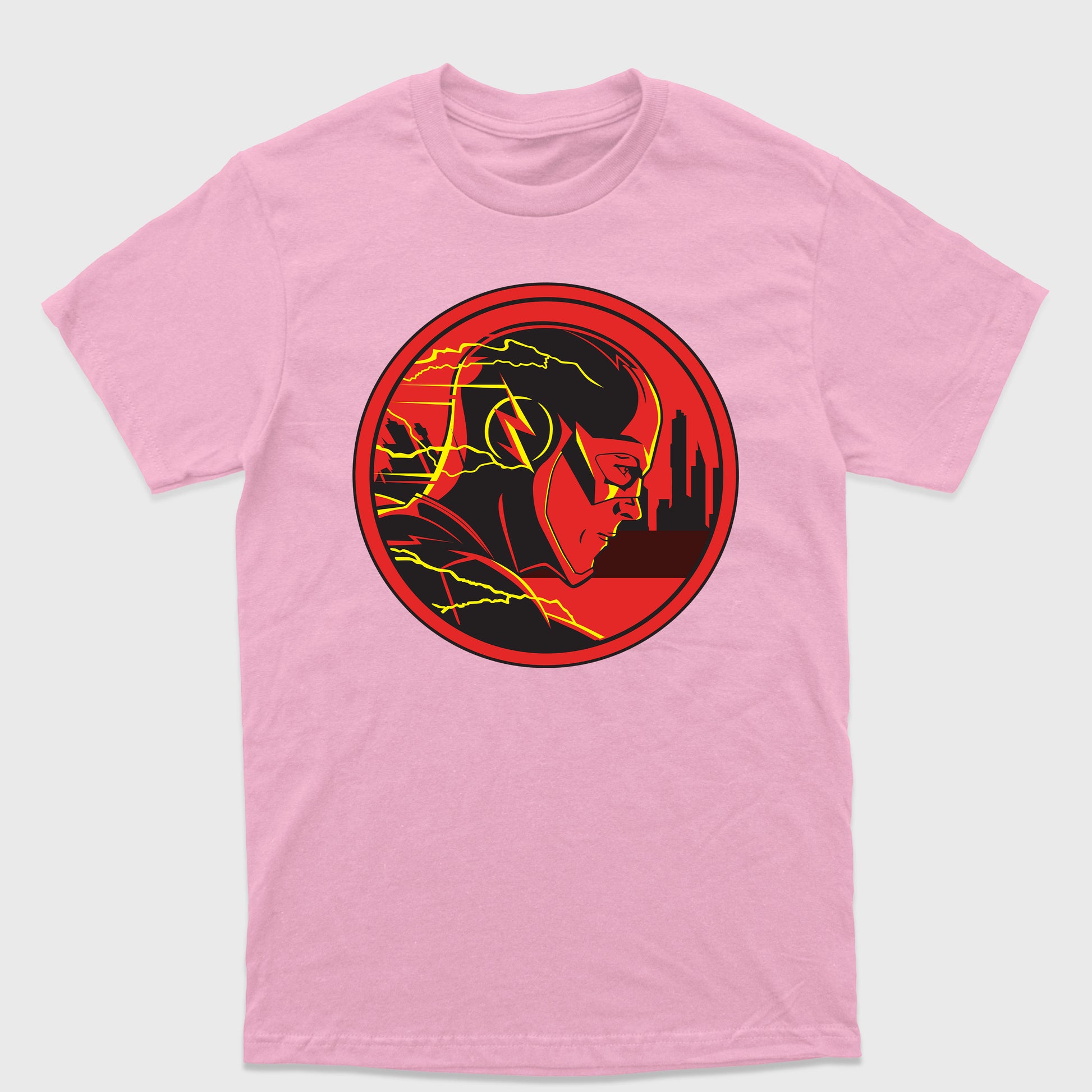 Camiseta Básica The Flash Head Rosa bebê 