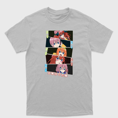 Camiseta Básica Faces Five Sisters The Quintessential Quintuplets (Cinza)