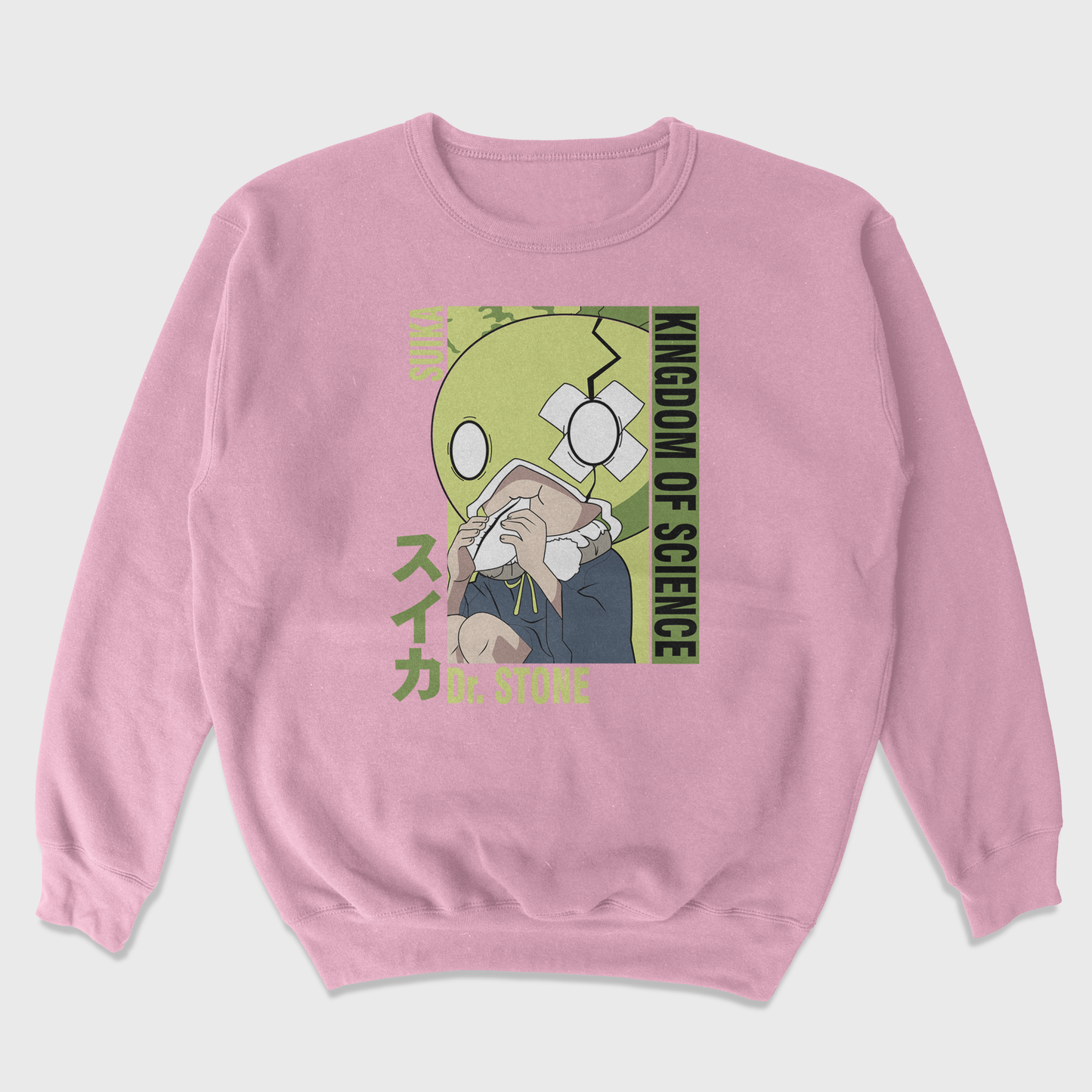 Moletom Gola Redonda  Dr Stone Kingdom Of Science Rosa Bebê