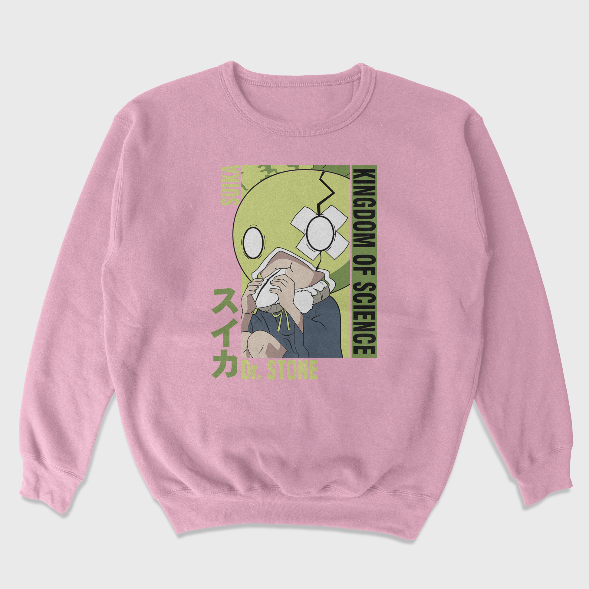 Moletom Gola Redonda  Dr Stone Kingdom Of Science Rosa Bebê