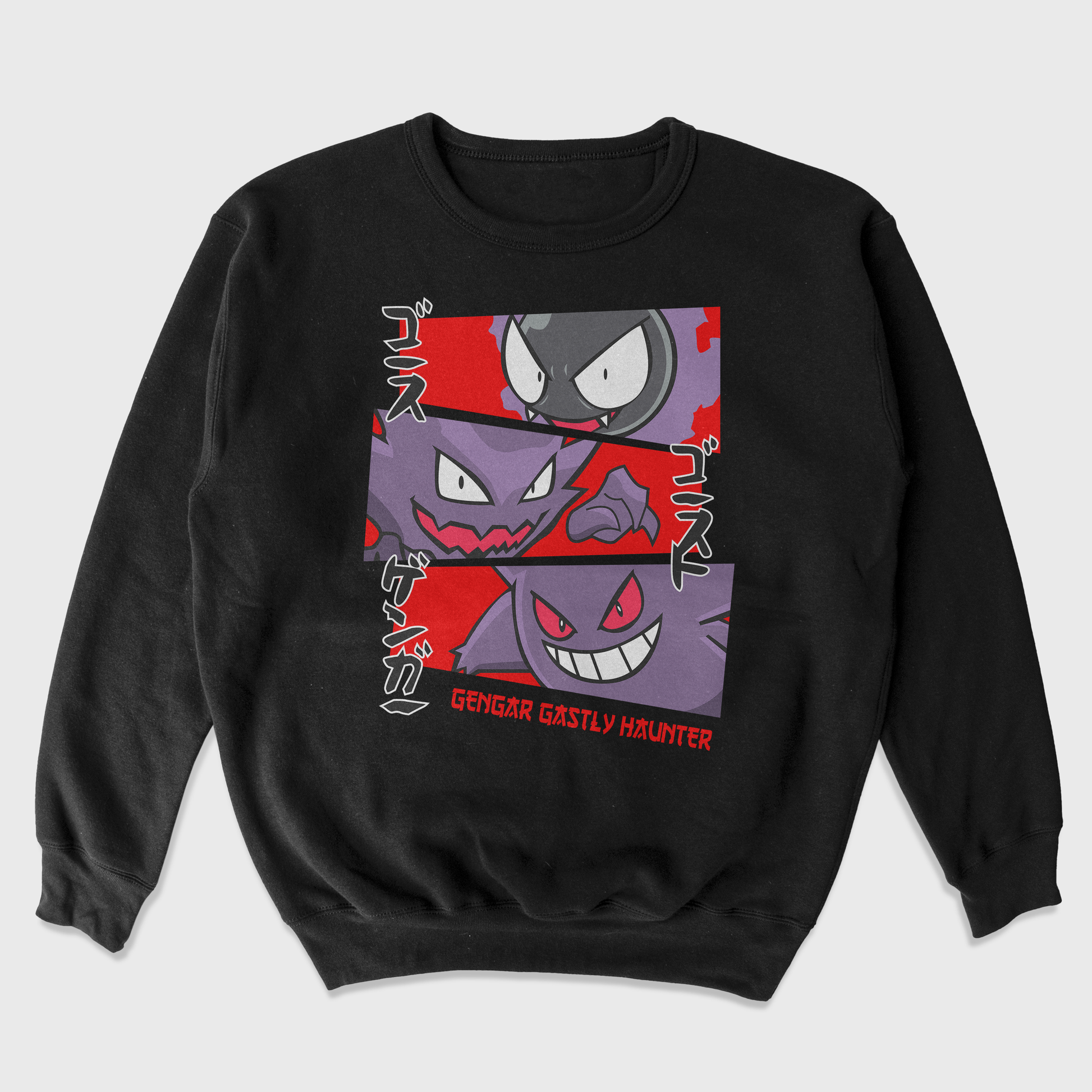 Camisa de botão Pokemon tipo fantasma bicolor gengar gastly haunter