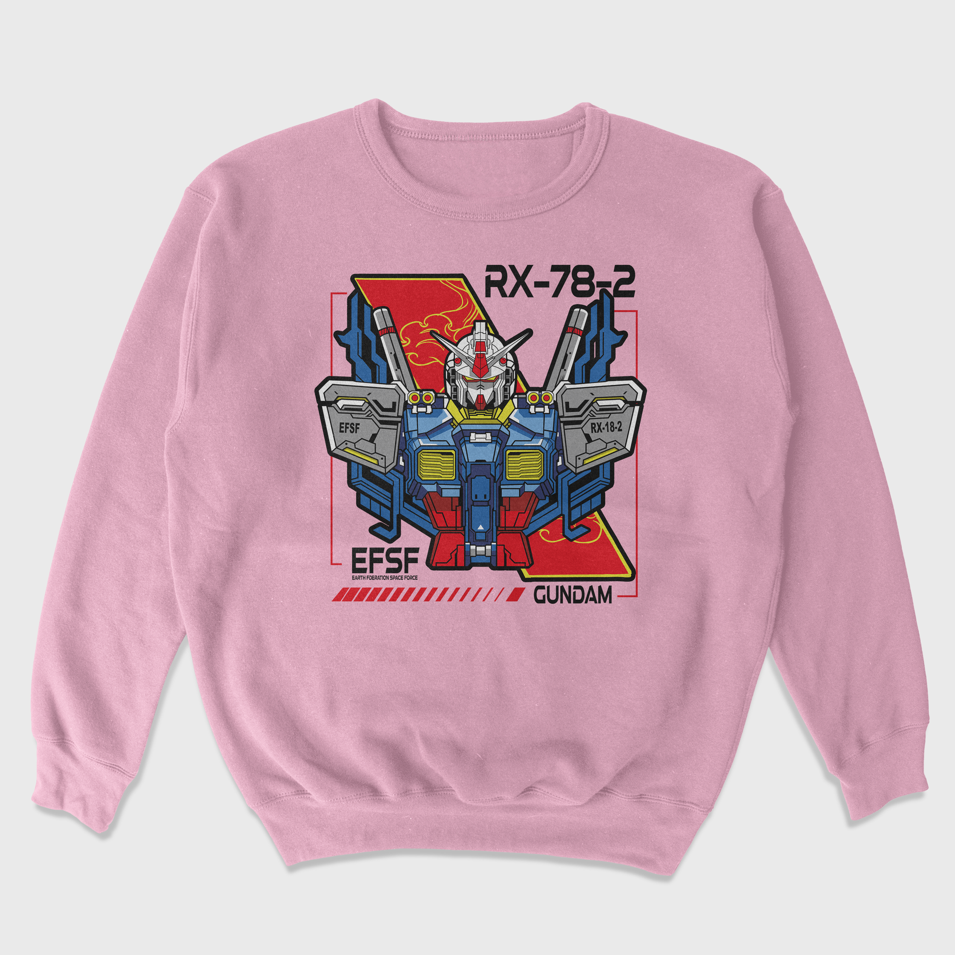 Moletom Gola Redonda Gundam RX-78-2 Rosa Bebê