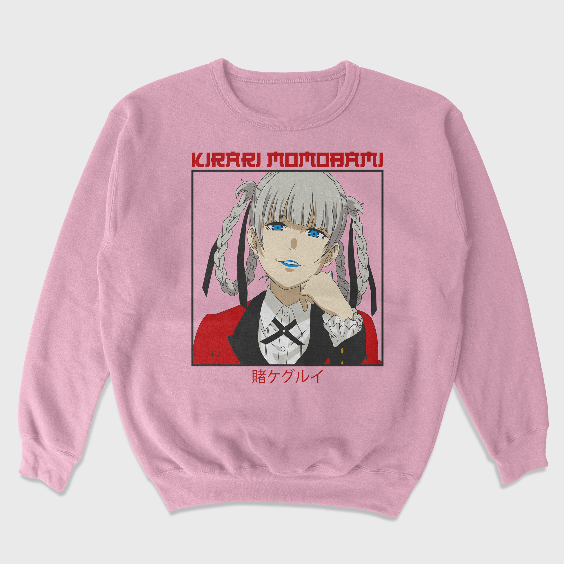 Moletom Gola Redonda Kirari Momobami Kakegurui  Rosa Bebê