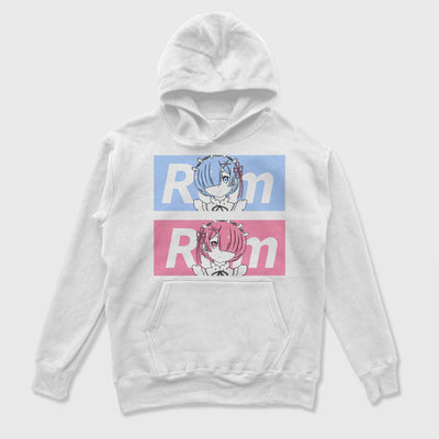 Moletom Canguru Rem e Ram ReZero Branco