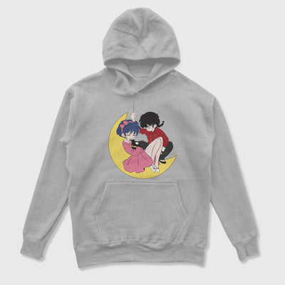 Moletom Canguru Ranma e Akane Ilustração Fofa Cinza