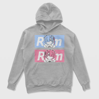 Moletom Canguru Rem e Ram ReZero Cinza