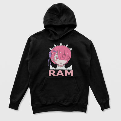 Moletom Canguru Ram Face ReZero Preto