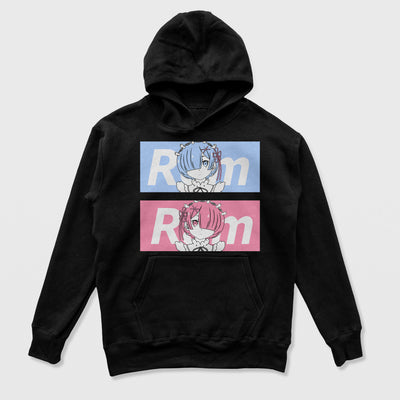 Moletom Canguru Rem e Ram ReZero Preto