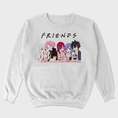 Moletom Gola Redonda Anime Fairy Tail Friends Branco