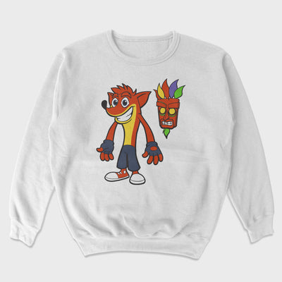 Moletom Gola Redonda Crash Bandicoot e Aku Aku