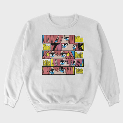 Moletom Gola Redonda Eyes Five Sisters The Quintessential Quintuplets Branco