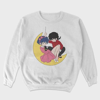 Moletom Gola Redonda Ranma e Akane Ilustração Fofa Branco
