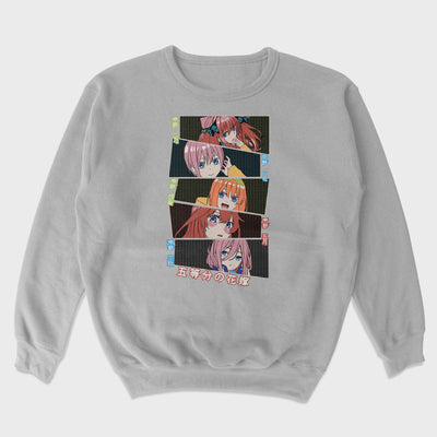 Moletom Gola Redonda Faces Five Sisters The Quintessential Quintuplets Cinza