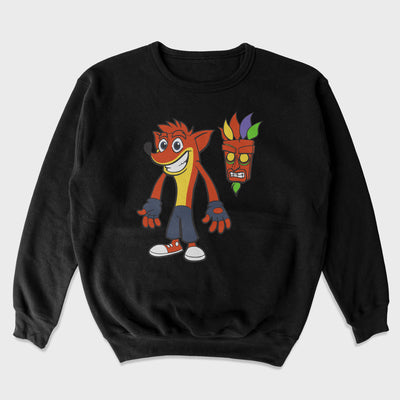 Moletom Gola Redonda Crash Bandicoot e Aku Aku