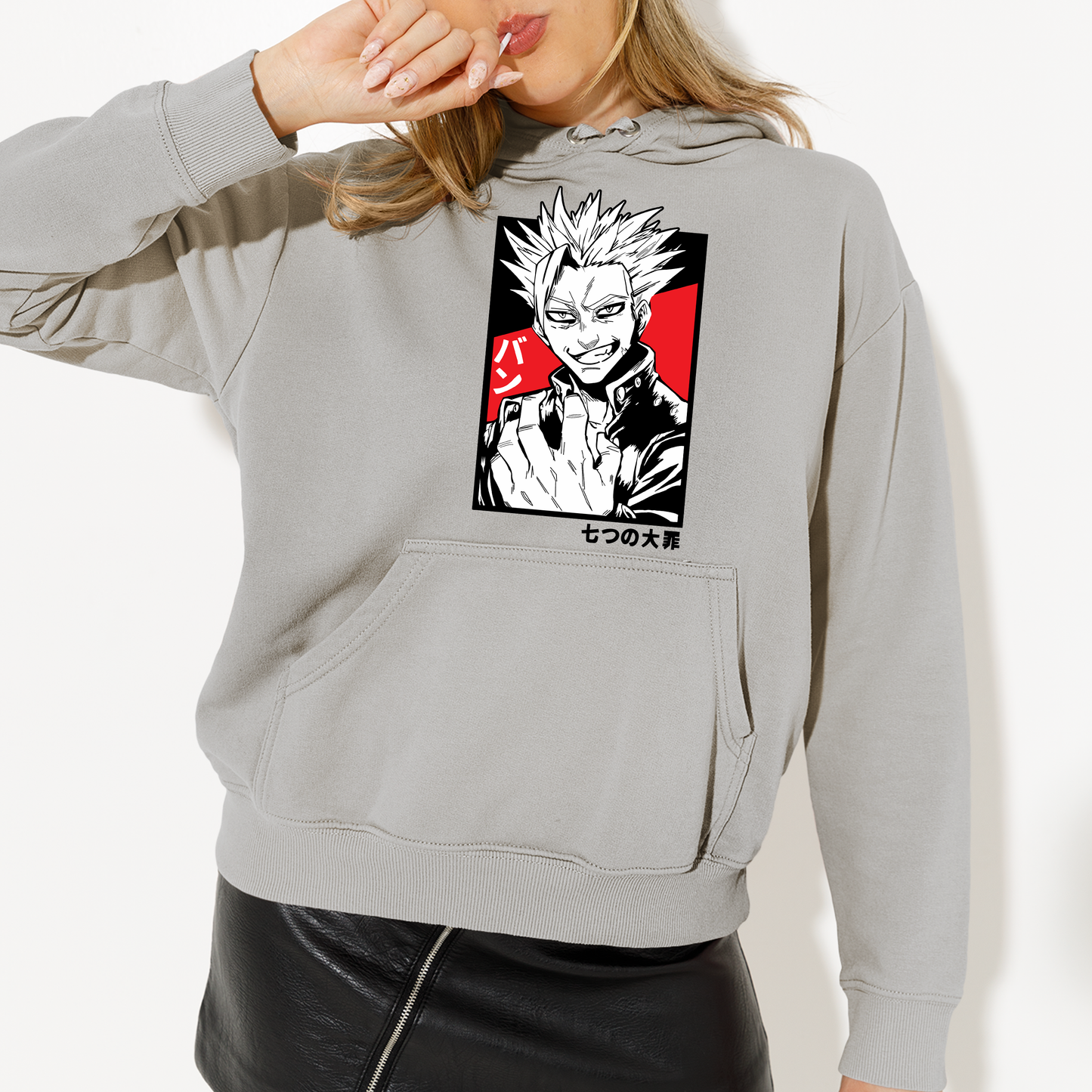 Moletom Canguru Nanatsu No Taizai Ban Cinza