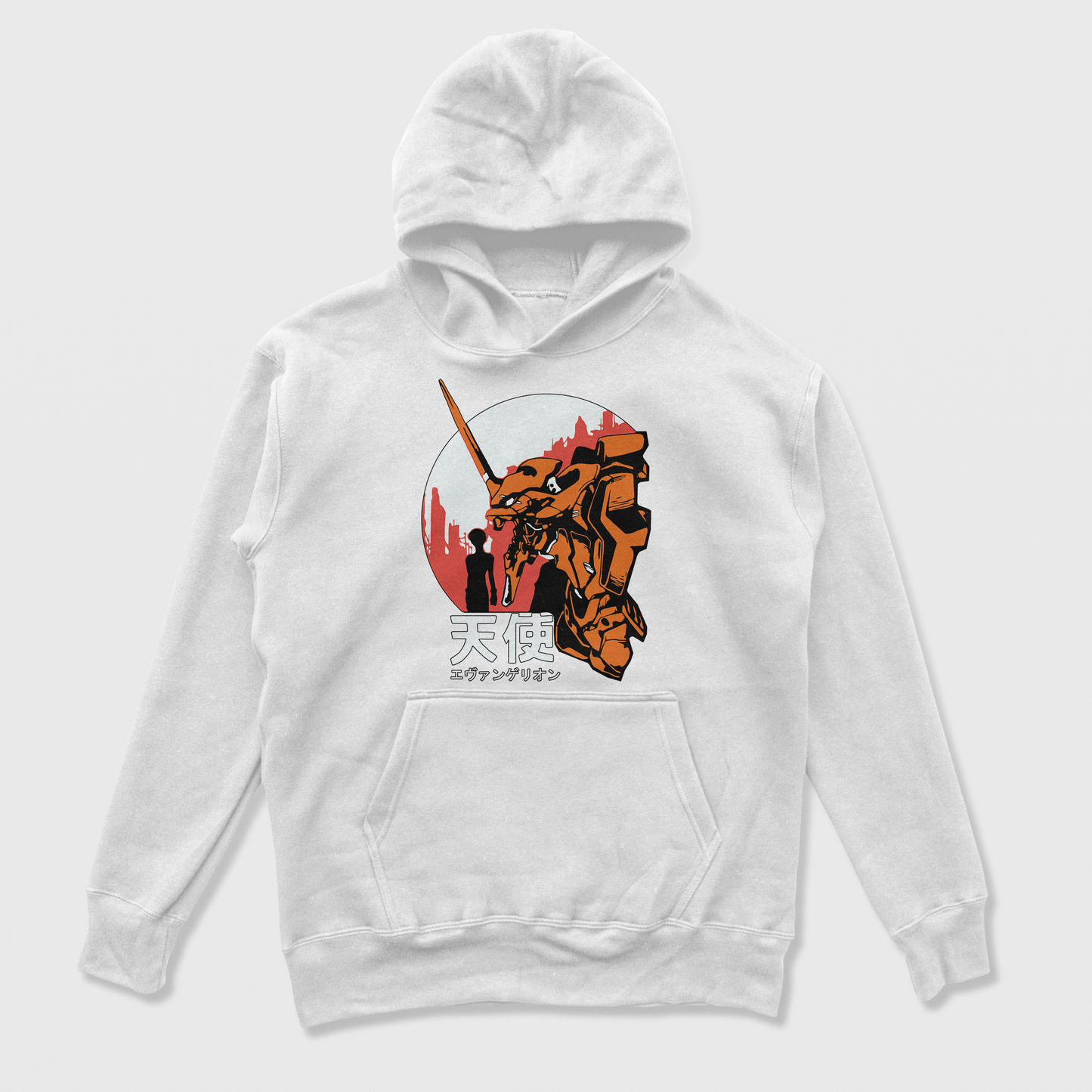 Moletom Canguru Neon Genesis Evangelion Apocalipse  Branco