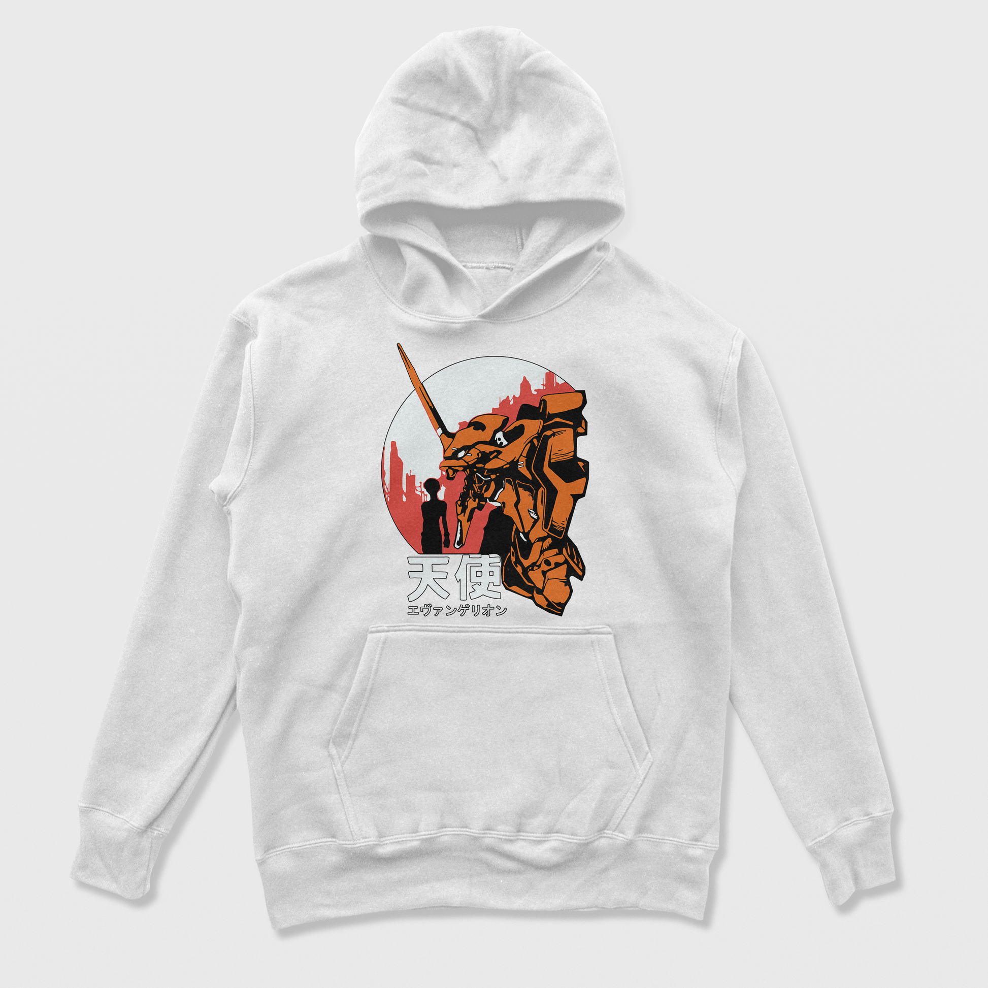 Moletom Canguru Neon Genesis Evangelion Apocalipse  Branco