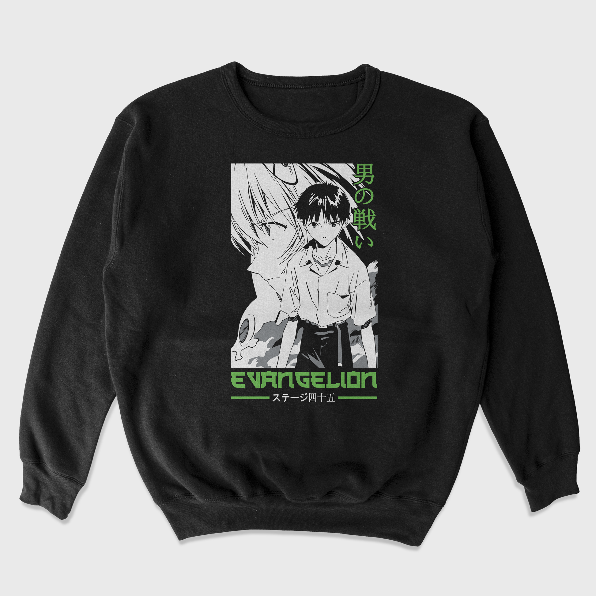 Moletom Gola Redonda Neon Genesis Evangelion Personagens Preto
