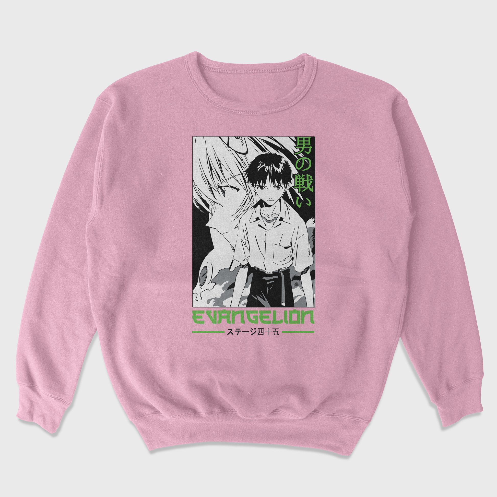 Moletom Gola Redonda Neon Genesis Evangelion Personagens Rosa Bebê